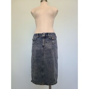 Silver Jeans‎ Sz 28 Dark Denim Skirt Low Rise Button Fly Y2K Grunge